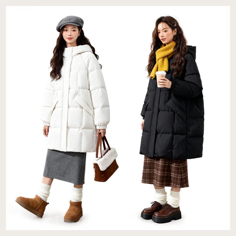 MJ STYLE Women's Hooded Mid-Length Puffer Jacket