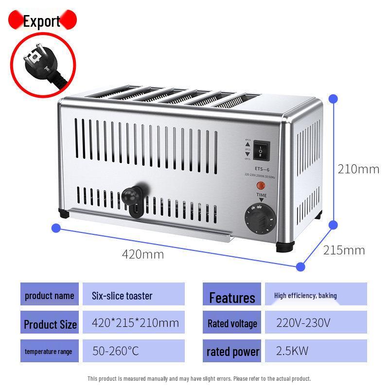 Naisiduo Commercial Toaster: 4- or 6-Slice with Bun and Meat Roasting Options
