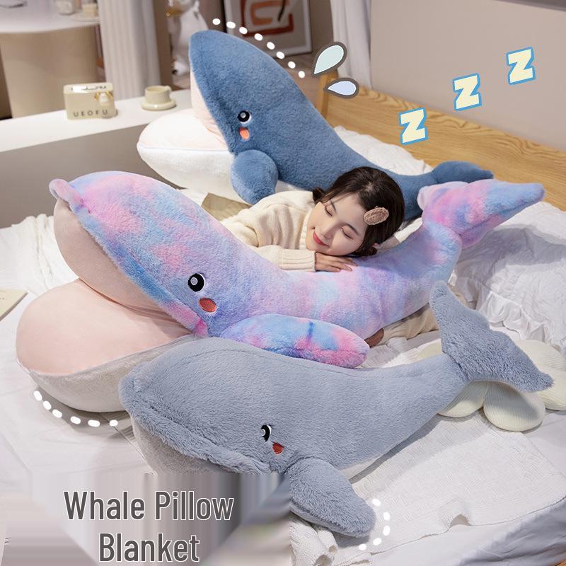 Two-in-One Cute Whale Throw Pillow & Blanket for Home Decor