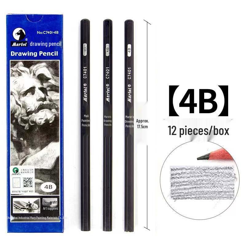Mali Brand Charcoal Sketch Pencil Set - Includes 2B, 4B, 6B, 8B for Art Students
