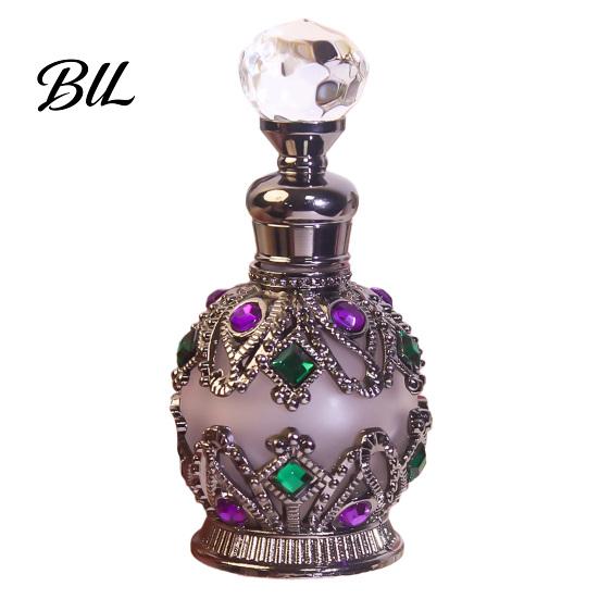 Essential Oil Glass Bottle 15ML Vintage Luxury Refillable Perfume Bottle, & Fragrance Leakproof Dubai Arabian Style Empty Container for Travel