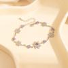 Luxury Sunflower Bracelet Exquisite Fashion Pink Cubic Zirconia Chain Crystal Sparkling Shiny Rhinestone Bangle Wedding