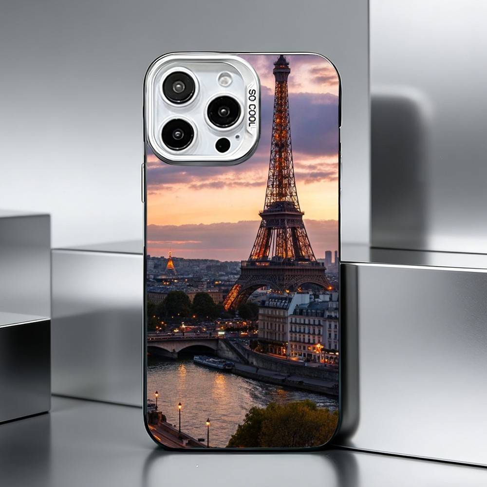 E-Eiffel T-Tower Phone Case For iPhone 17,16,15,14,13,12,11 Plus,Pro Max,XS,Colored silver phone case iPhone16e