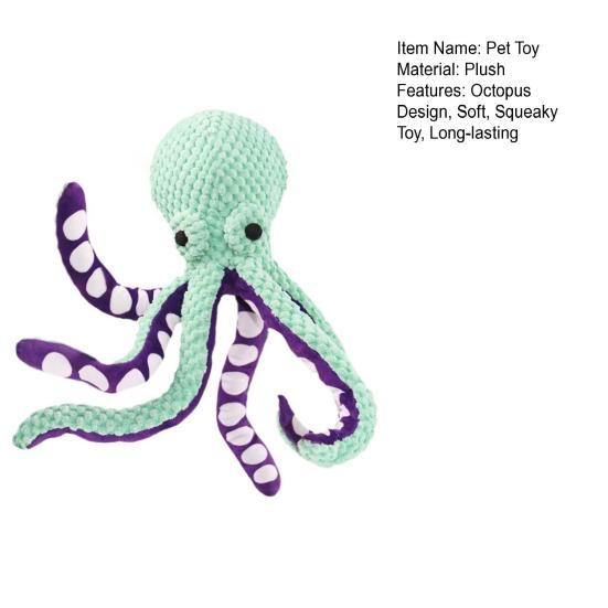 Octopus Hondenspeeltje Piepend Pluche Huisdierenspeelgoed Zachte Gevulde Octopus Trekspeeltje voor Zware Kauwers Kleine Middelgrote Honden Verveling Angstverlichting