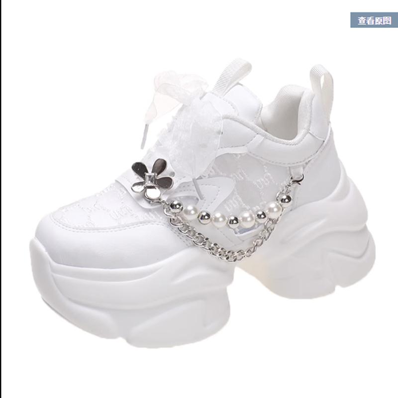 Fashion sponge cake thick bottom breathable mesh single shoes 2025 new color sports leisure tall daddy shoes female INS tide