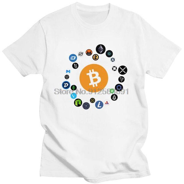 Биткоин Криптовалюта Крипто Бтк Футболка Мужская Новинка Футболка с Коротким Рукавом Блокчейн Гик Футболки 100% Хлопок Футболка Топ Одежда S