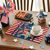 Strisce Stelle Bandiera Americana 4 Luglio Tovagliette Set da 4, 12x18 Pollici Giorno dei Caduti Tovagliette Patriottiche per Festa Cucina Sala da Pranzo Decorazione