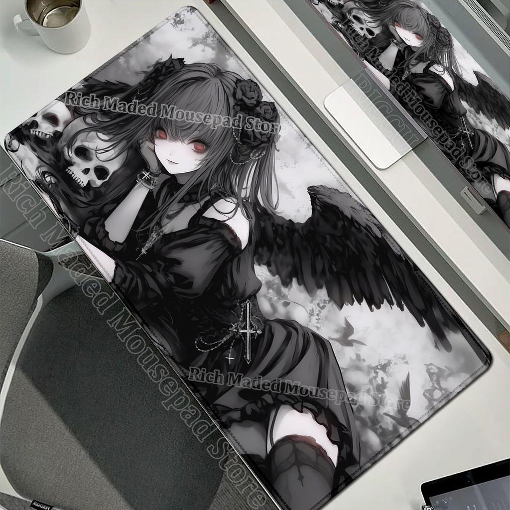 Anime Pretty Girl Tablemat Large Cartoon Dark Angel Girls Mouse Pad E-sports Anti slip Desk Mat Xxl Office PC Keyboard Mousepad