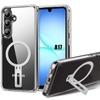 Case for Samsung Galaxy A17 4G/5G, Transparent Shockproof Silicone with Silver Magnetic Holder