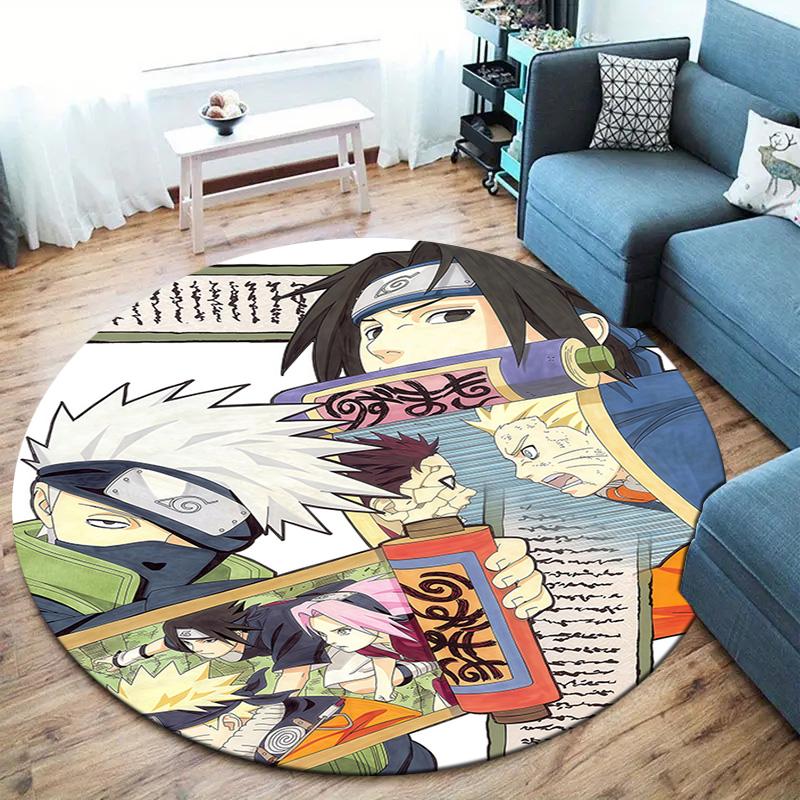 Naruto Team Battle Round Area Rug Carpet Rug For Living Room Bedroom Sofa Playroom Decor Nonslip Floor Mat