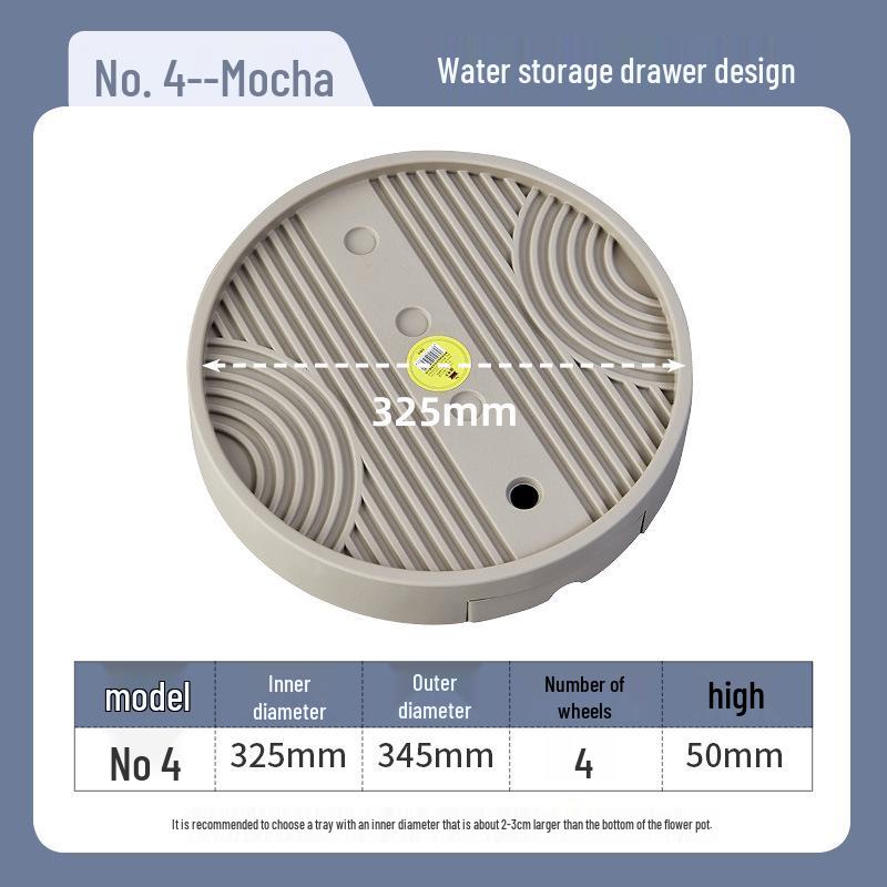 Round Movable Flower Pot Tray with Hidden Wheels and Breathable Bottom for Silent Plant Care