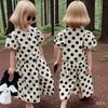 Mädchen Polka Dot Outfit Sommer Neu Koreanischer Stil Kurzarm Oberteil und Weitbein Hose Zweiteiler
