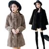 Danish mink imitation fur coat women's winter new thickened woolen large size medium and long mother coat black