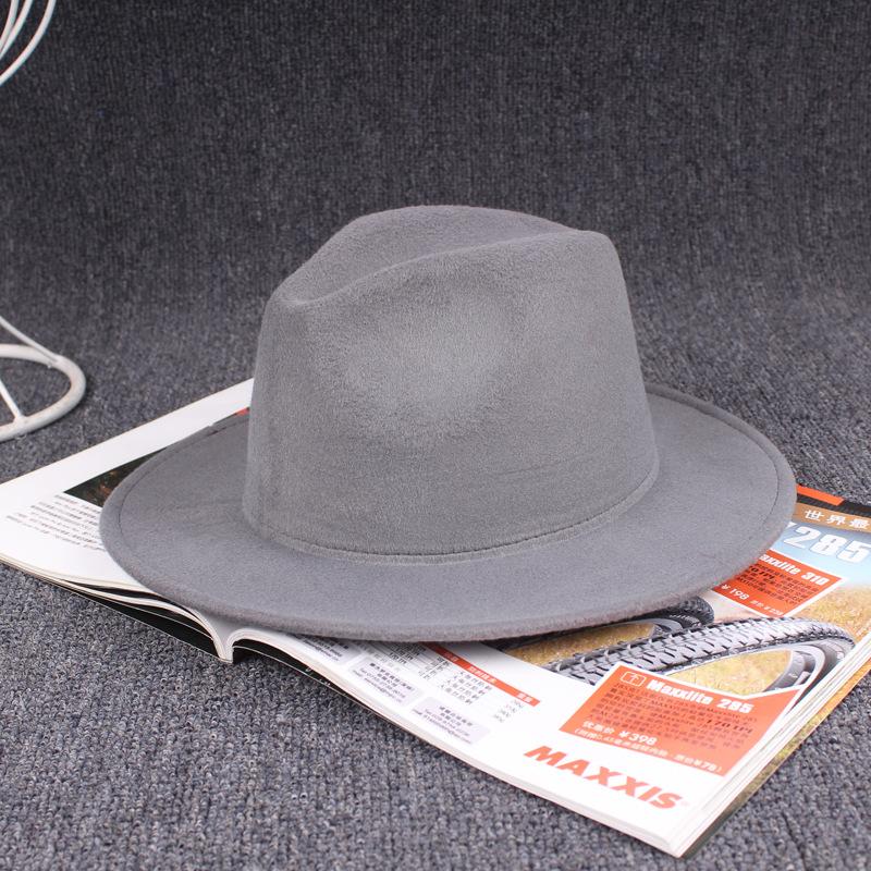 Seasonal Imitation Wool Big Edge Hat New Women'S Versatile Top Hat Outdoor Sunshade Woolen Basin Hat