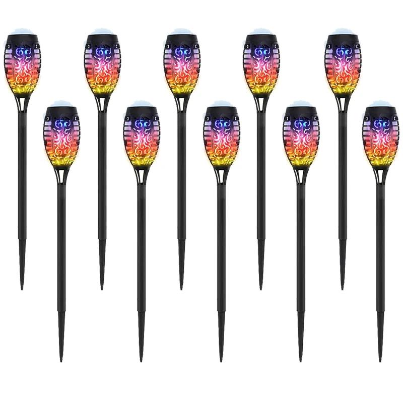 1/2/4/6/8/10Pcs Solar Flame Torch Lights Flickering Light Waterproof Garden Decoration Outdoor Lawn Path Yard Patio Floor Lamps