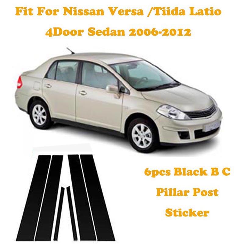 6 Stück Autotür Fenster Säule BC Säule Pfosten Abdeckung Zierleiste PC Material Aufkleber Für Nissan Tiida 4-türige Limousine 2006-2011