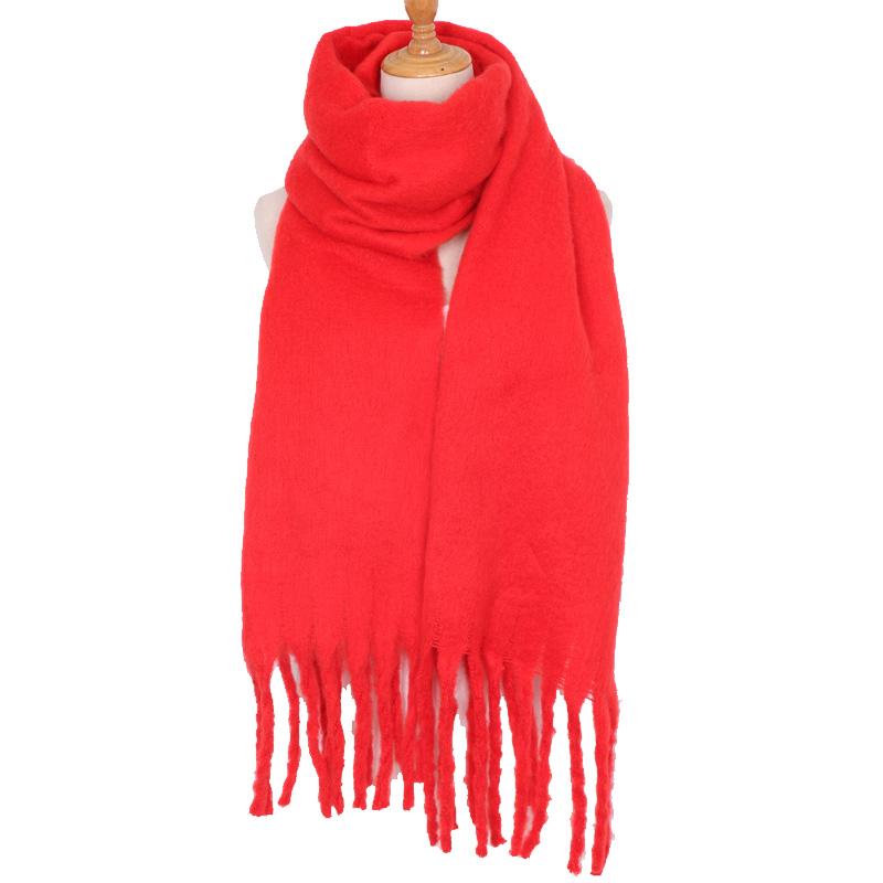 Solid Color Scarf For Women Super Thick Warm In Winter Big Shawl Plush White Snow Scarf  Design Unisex Foulard