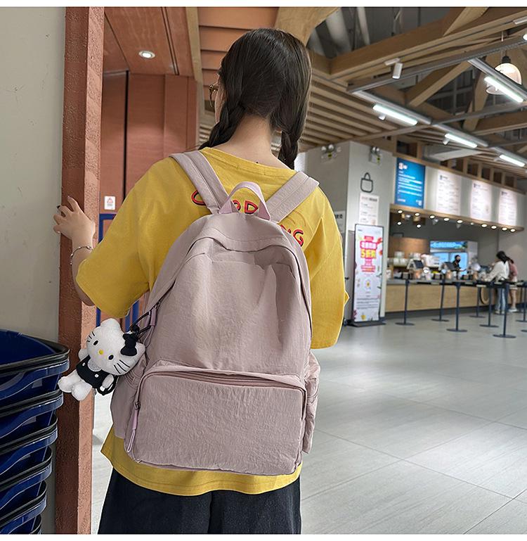 Lässiger Rucksack im koreanischen Stil - Großes Fassungsvermögen, leicht, einfarbig, niedlicher Schüler-Schulranzen