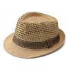 Packbarer und tragbarer Stroh-Fedora-Hut Leichter Trilby Sonnenschutz UPF 50+ Breiter Rand Faltbares Design für Herren Damen Sommer Strand Outdoor