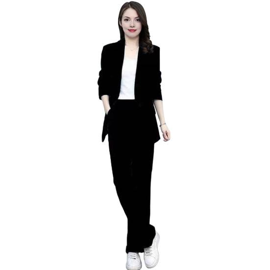 Damen 2-teiliges Anzugset Lässiger Langarmblazer mit Hose Business-Outfits