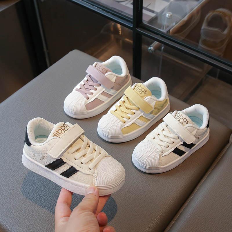 Children's little white shoes 2025 autumn new girls shell head casual board shoes soft sole boys sports shoes baby shoes
