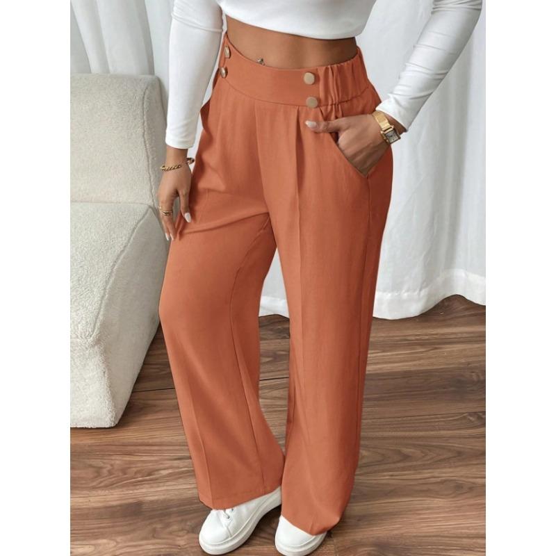 Pantaloni Eleganti da Donna a Vita Alta con Gamba Larga Comodi Casual o da Ufficio, Pantaloni dalla Vestibilità Rilassata