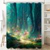 Mystic Forest Shower Curtain Magical Garden Pathway Decorative Bath Mats Greenery Wall Hanging Art For Bathroom (180X175Cm)