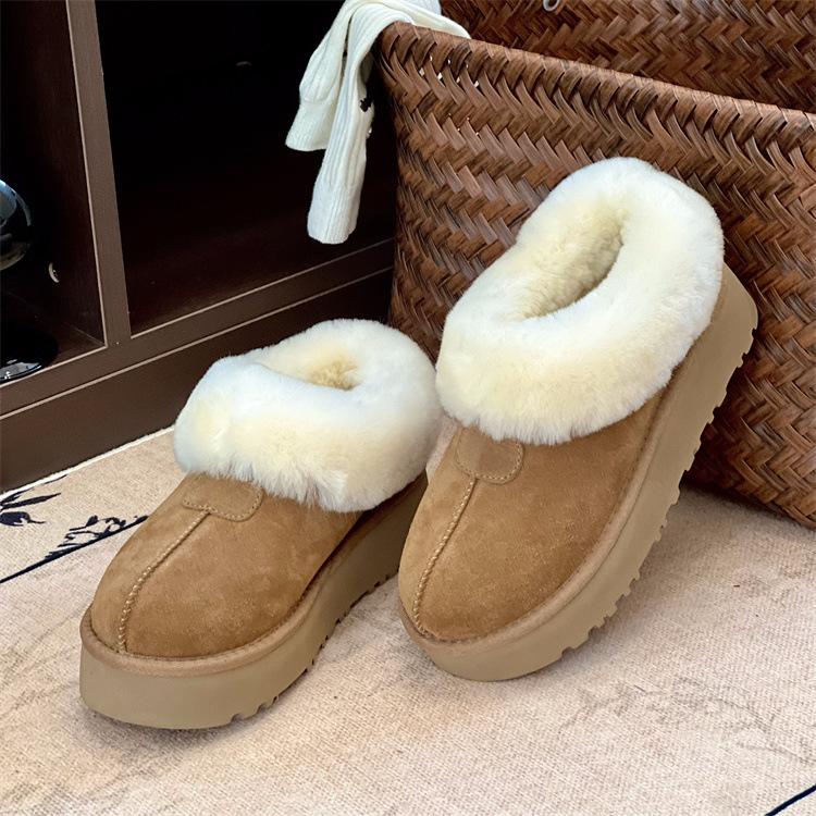 Sangpo Snow Boots Thick-soled New Fur Integrated Flip Mouth Tazt Piled Thickened Warm Wool Cotton Shoes Winter