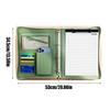 Multifunctional Leather Folder Large capacity zipper file bag clutch PU briefcase with A4 notepad and binder Travel storage bag