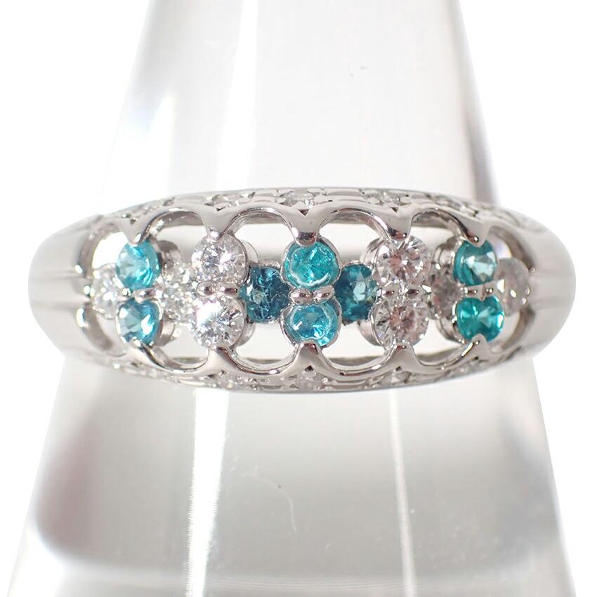 

[Used] Pt900 Paraiba Tourmaline/Diamond Ring/No. 17/g481-32