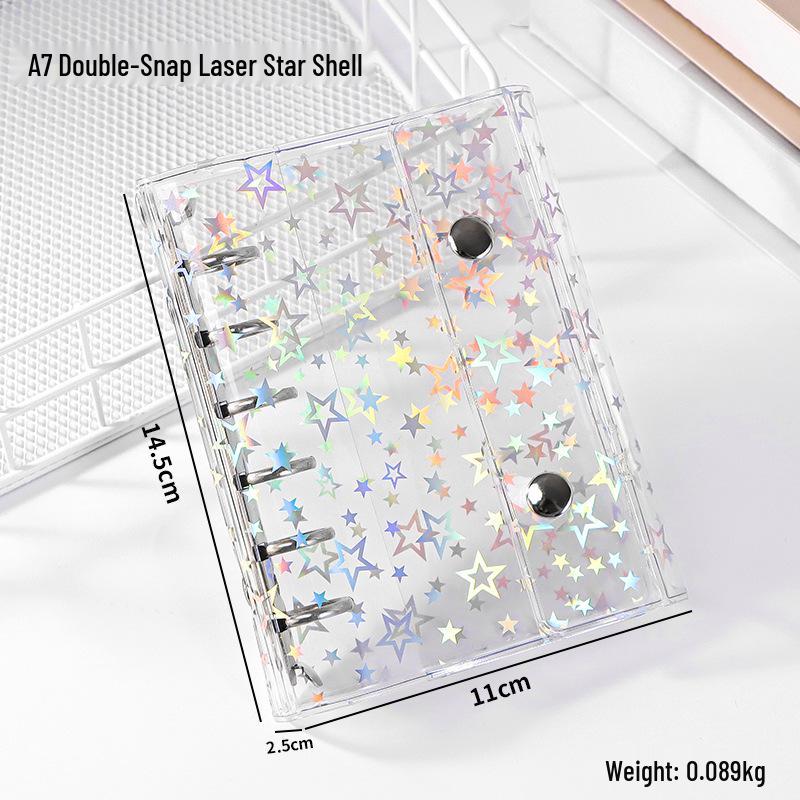 Stylish Transparent PVC Notebook with Colorful Stars - Loose-Leaf Journal Cover (M5/A6/A7)