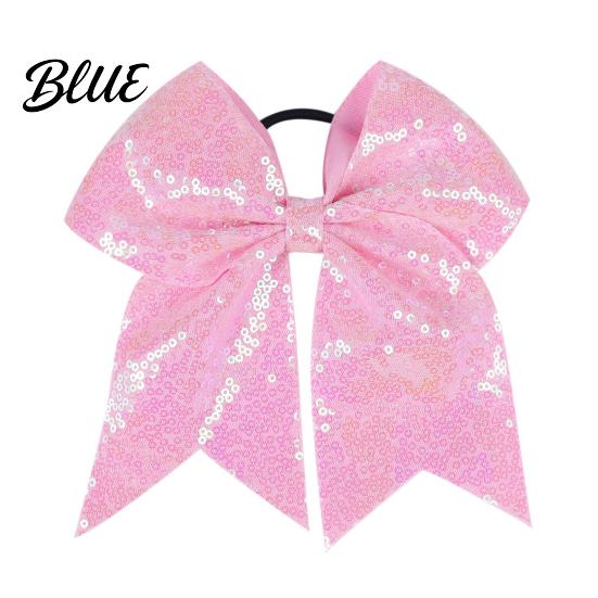 Large Glitter Bow Ties Sequins Hair Bows Elastic Tie Cheerleading Bands for Girls Band Ponytail Holder Scrunchies Women Teens Kids Colorful Sequin