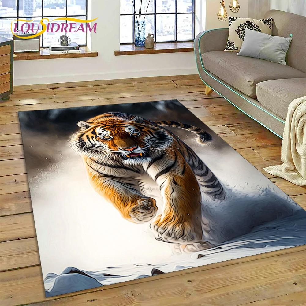 3d besta tigre leão animal vida selvagem dos desenhos animados tapete para casa sala de estar quarto sofá capacho decoração, área do miúdo tapete antiderrapante