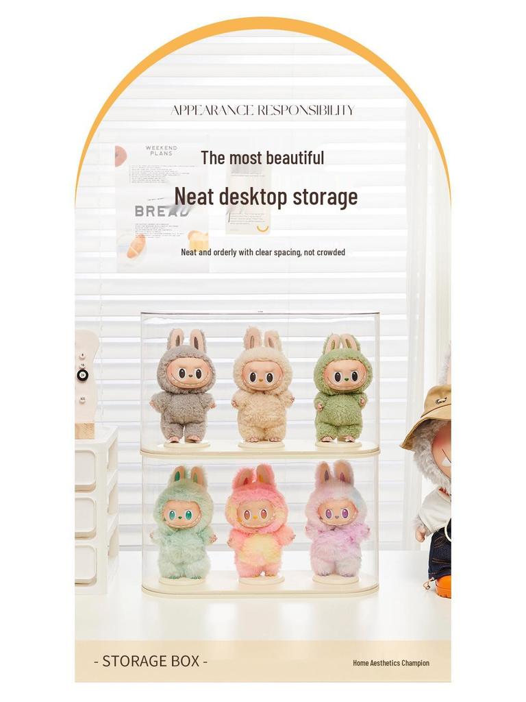 Labubu Plush Vinyl Figure Display Box - Bubble Mart Transparent Storage and Surprise Blind Box.