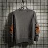 Men's Retro Korean Style Knit Pullover: Warm, Thickened, Round Neck, Long Sleeve for Autumn and Winter.
