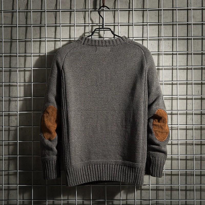 Men's Retro Korean Style Knit Pullover: Warm, Thickened, Round Neck, Long Sleeve for Autumn and Winter.