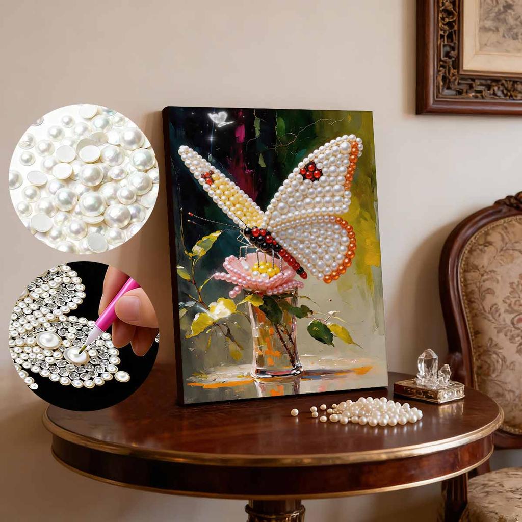 Pearl DIY The Fluttering Butterfly Art Kits 15.7x19.6inch Gem Art Pearl Painting Kits Without Frame for Adults Gift Idea Home Wall Decor