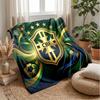 Brazil Football Printed Flannel Blanket Skin Friendly Warm Decorative Throw for Indoor Couch Bed Daily Use