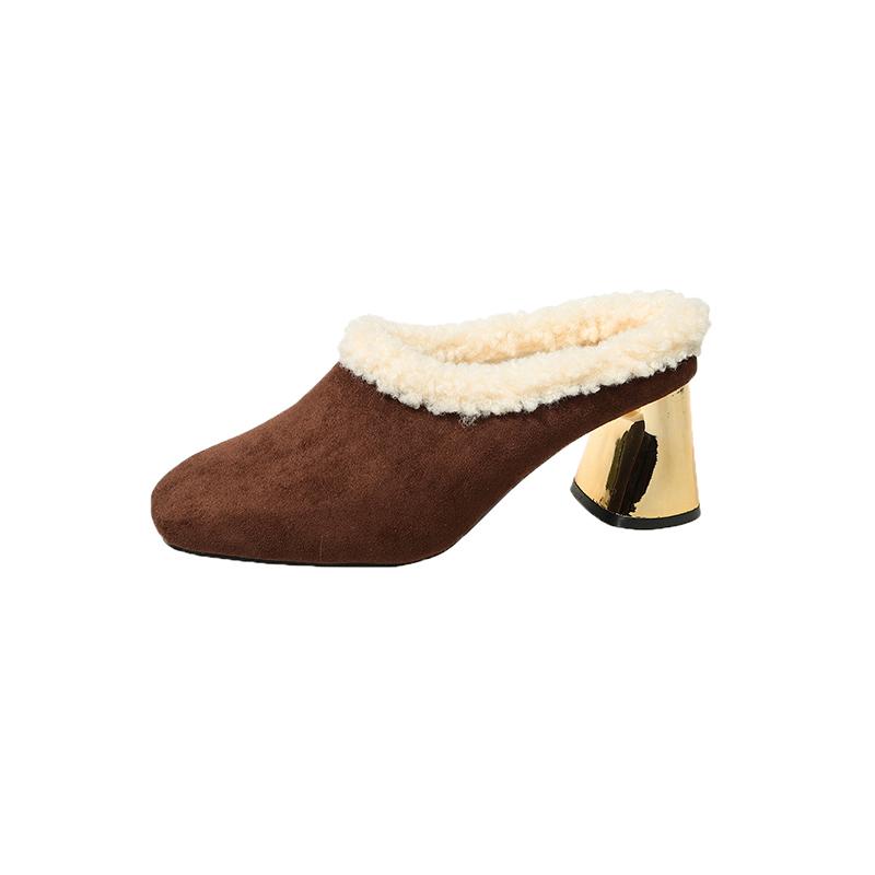 

Women s versatile Baotou slippers 2026 new women s winter wear heightened non-slip half-pack high heels 43