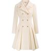 Pink Double Breasted Belted Trench Coat with Notch Lapel and Gold Buttons