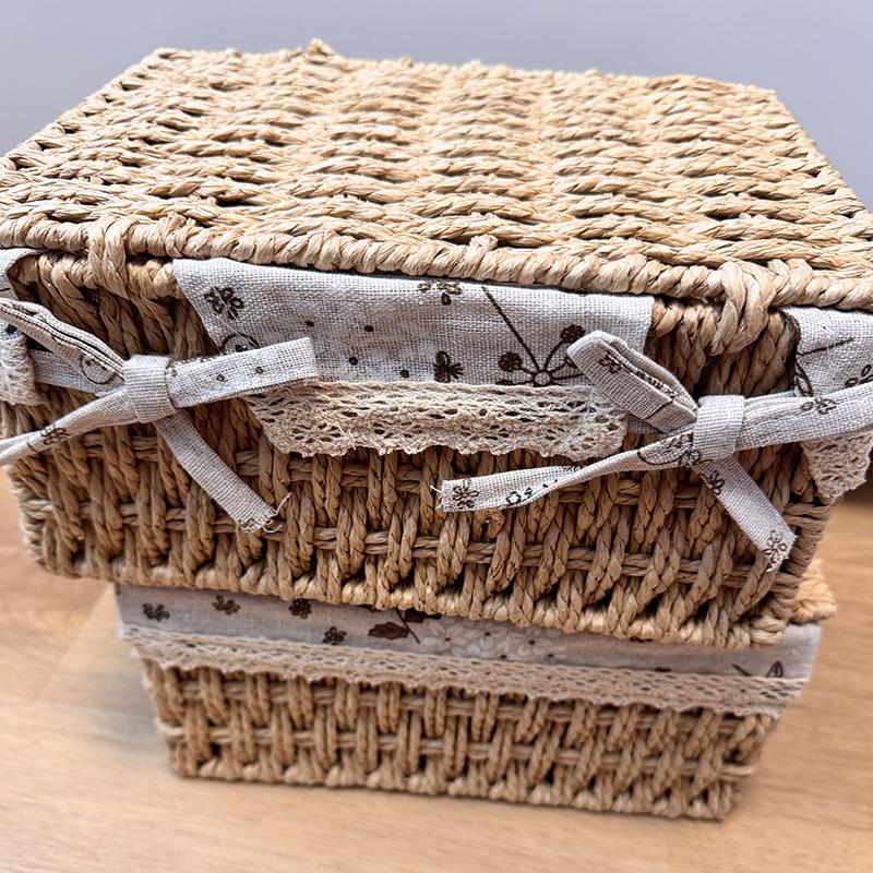 Household Rattan Woven Storage Box For Toys Snacks And Miscellaneous Items Desktop Cosmetic Storage Box