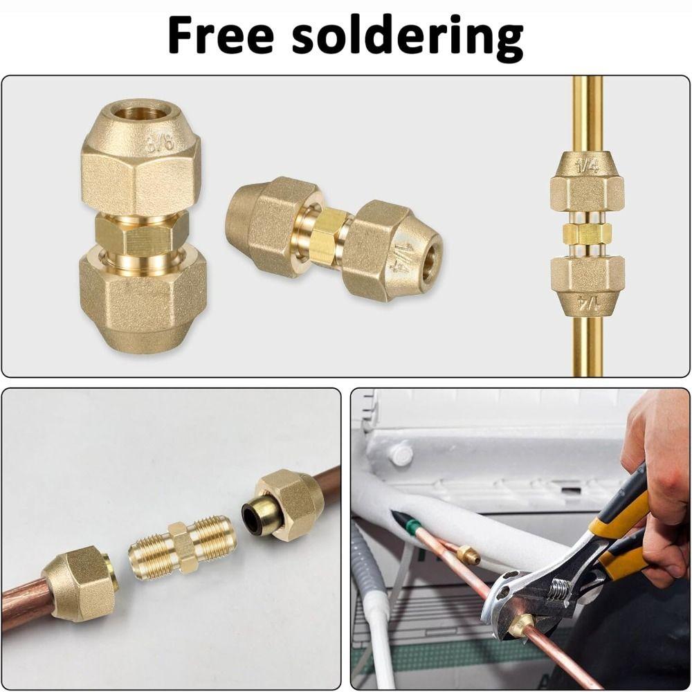 With Flare Nuts Pipe Extension Joint Pipe Coupling Adapters  HVAC Air Conditioning Refrigeration