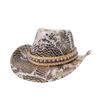 Vintage Western Cowboy Hat Party Carnival Imitation Crocodile Pattern Cross-Border Hat Autumn And Winter Women'S High-End Big Brim Top Hat