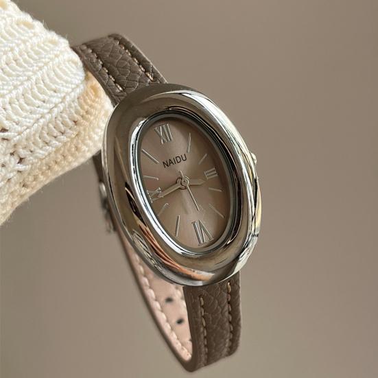Dames Ovaal Polshorloge Vintage Stijl Quartz Horloge Slanke Kunstlederen Band Elegant Retro Dameshorloge Cadeau voor Haar Moeder Vrouw