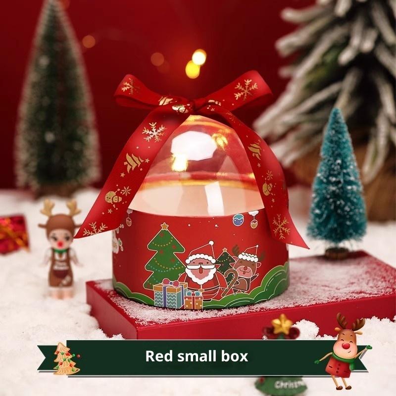 Red Leatherette Gift Bag with Gold Ornaments,Festive Gift Containers for Holiday Candies & Small Presents