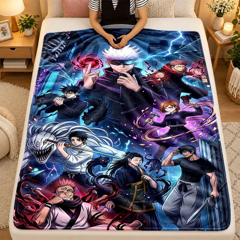 Flannel BlanketJujutsu Kaisen Warm Soft Throw Blanket for Indoor Sofa Bed Living Room Use