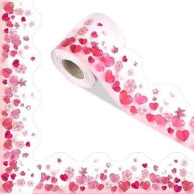 Valentine Themed Border Trim Heart Borders Trim Wall Sticker 59ft Long 75mm Wide for Bedroom Home Party Decoration