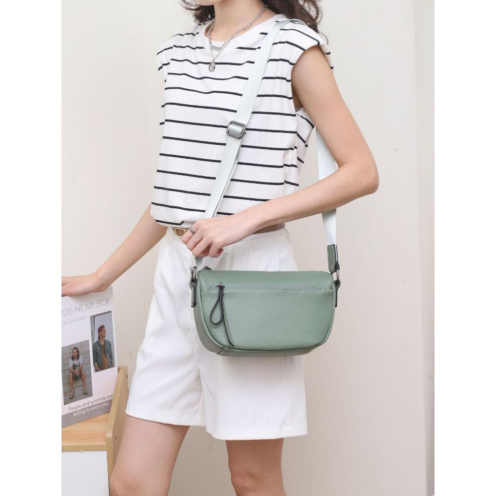 Cowhide Shoulder Women's Bag, Large Capacity Women's Fashion Simple Tote Bag Practical Commuter Bag Multi-zipper