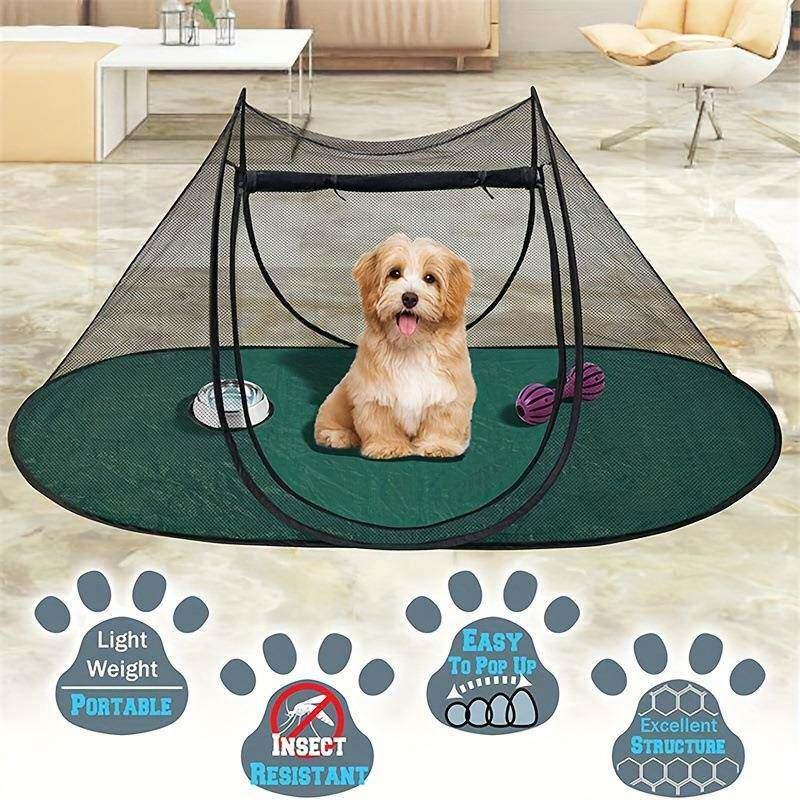 Pop Up Foldable Pet Mesh Tent, Portable Breathable Anti-Mosquito Playpen for Cats & Small Dogs
