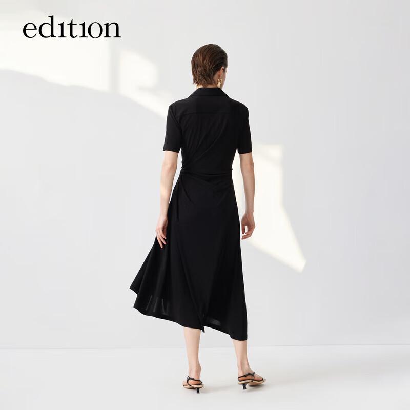 Edition Damen Elegantes Triacetat A-Linien Langhemdkleid